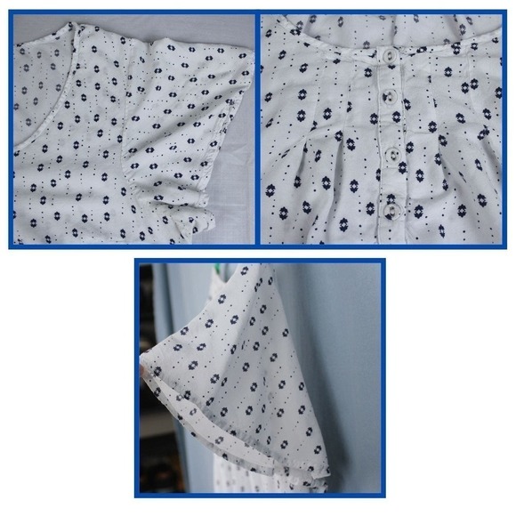 Torrid Women's Blue & White Mosaic‎ Print Challis Flowy Blouse Top Plus Size 2 - Picture 7 of 7